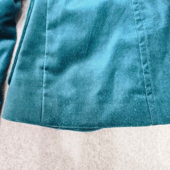 Vtg Y2K New York & Company Blazer Jacket XL Teal Velvet Career Office Fairy Read - Picture 3 of 13